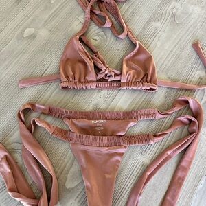 iNAMORATA Mauve Pink Tie Bikini Set
